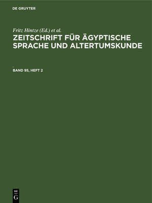 cover image of Zeitschrift für Ägyptische Sprache und Altertumskunde. Band 95, Heft 2